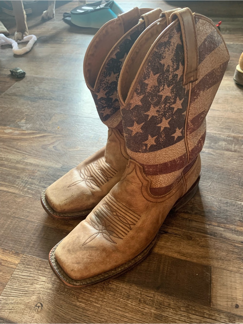 Ariat Tan Western Boots with American Flag Shaft